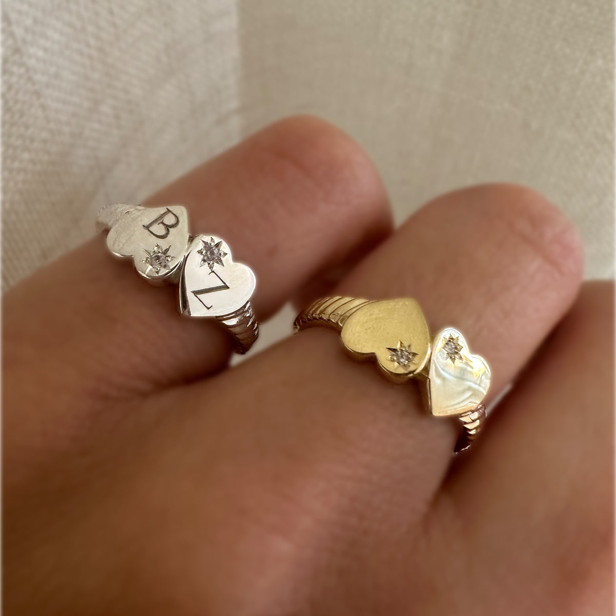 YOUNG HEARTS SIGNET RING Silver — Sterling Silver, Diamond / Sapphire