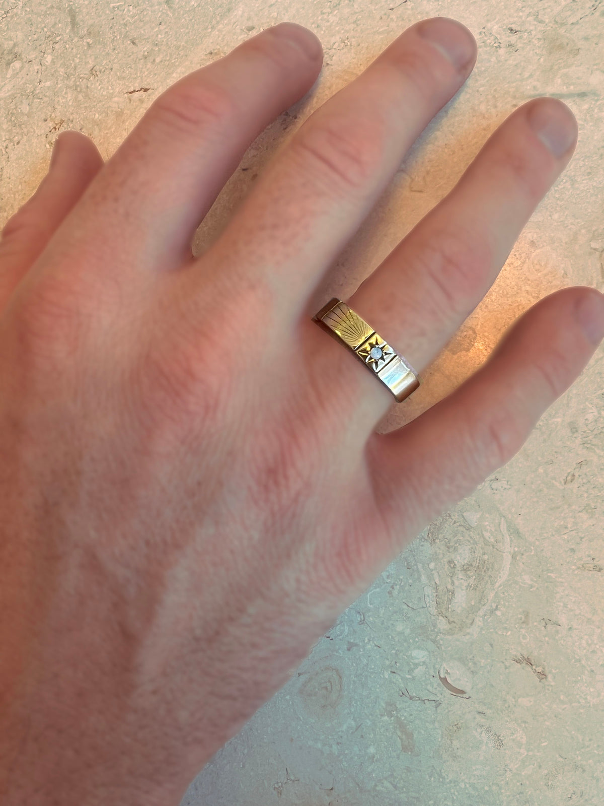 ZEPPELIN RING - Yellow & White Gold — White Gold / Yellow Gold, Opal