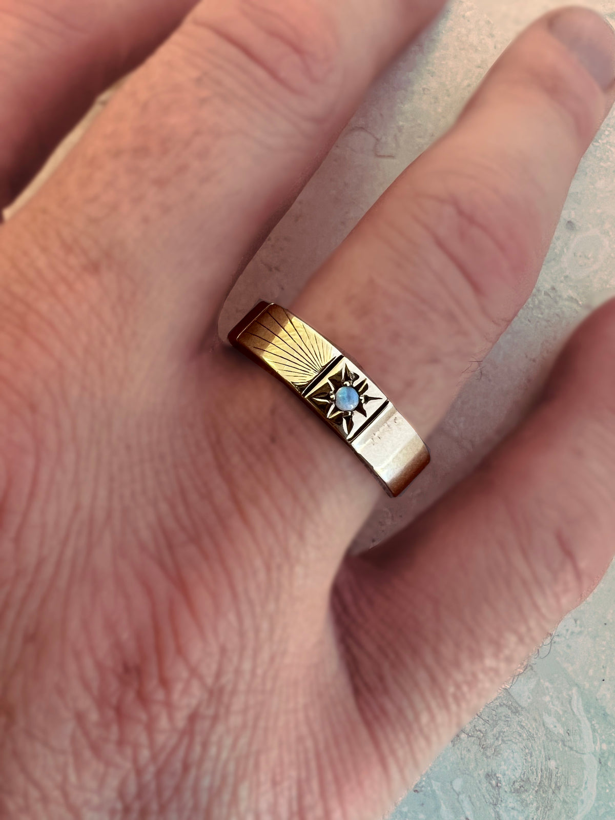 ZEPPELIN RING - Yellow & White Gold — White Gold / Yellow Gold, Opal