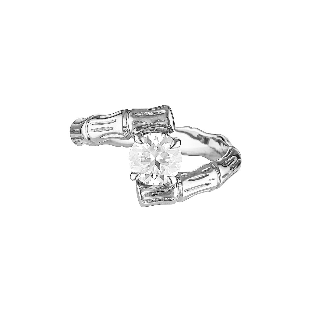 BAMBU RING - Yellow & White Gold — White Gold / Yellow Gold, Diamond / Moissanite