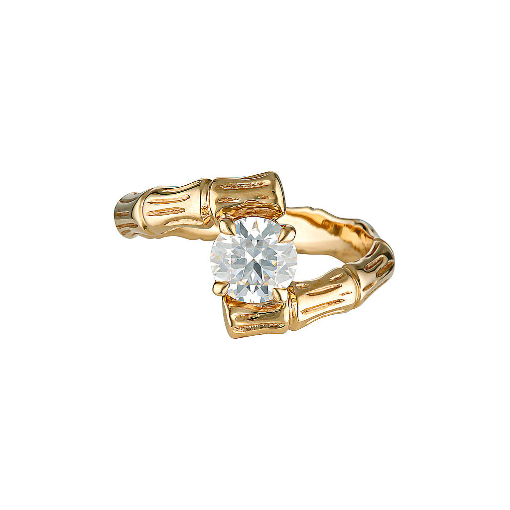 BAMBU RING - Yellow & White Gold — White Gold / Yellow Gold, Diamond / Moissanite