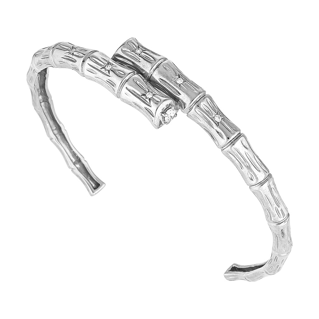 BAMBU CUFF - Yellow & White Gold — White Gold / Yellow Gold, Diamond