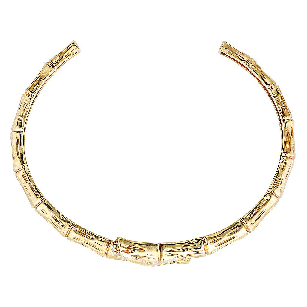 BAMBU CUFF - Yellow & White Gold — White Gold / Yellow Gold, Diamond