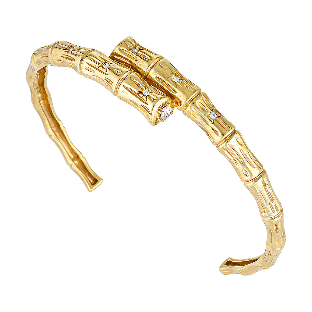 BAMBU CUFF - Yellow & White Gold — White Gold / Yellow Gold, Diamond