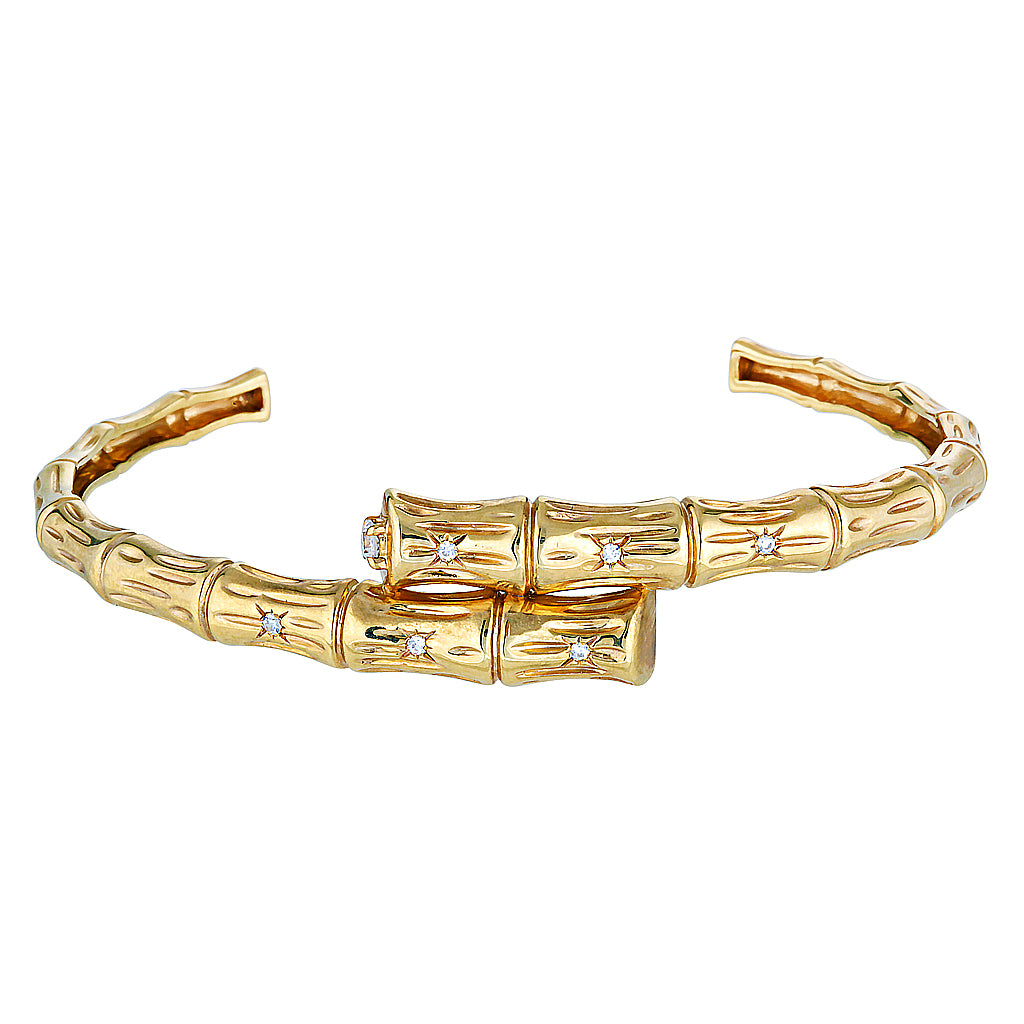 BAMBU CUFF - Yellow & White Gold — White Gold / Yellow Gold, Diamond
