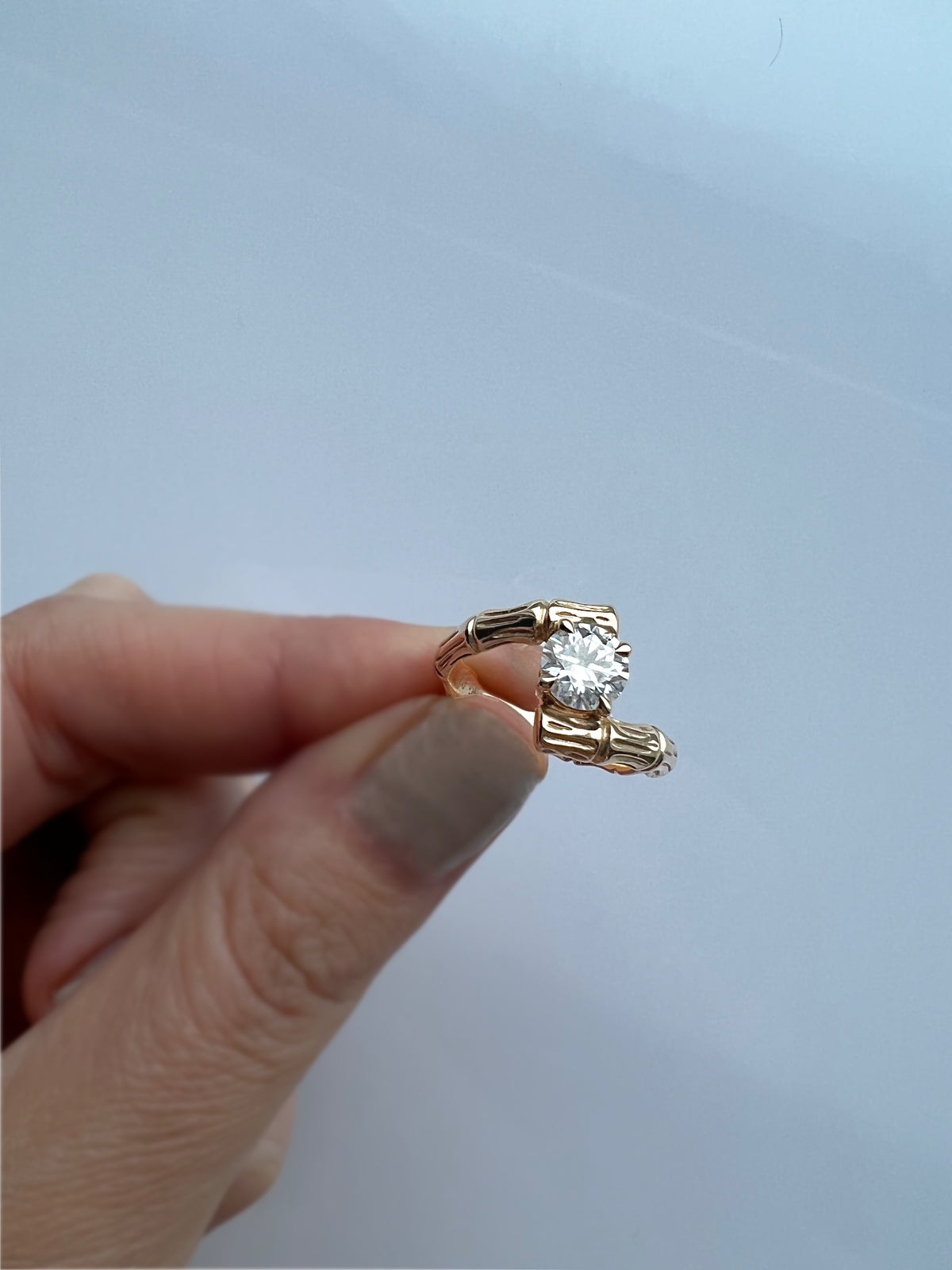 BAMBU RING - Yellow & White Gold — White Gold / Yellow Gold, Diamond / Moissanite