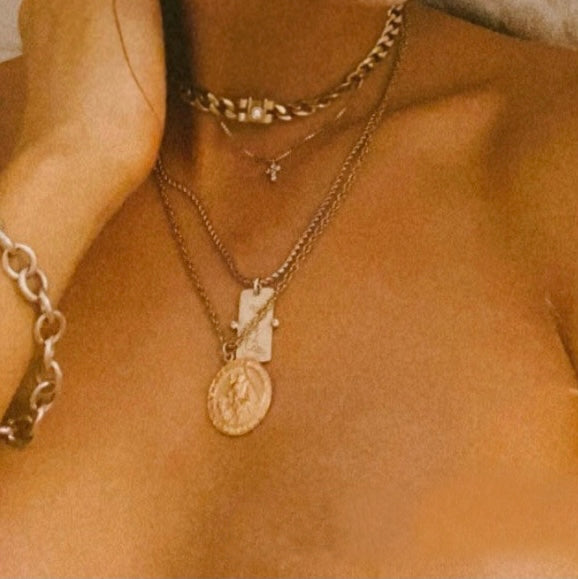 ELVIE CHAIN NECKLACE — Gold Plated / Sterling Silver, Sapphire
