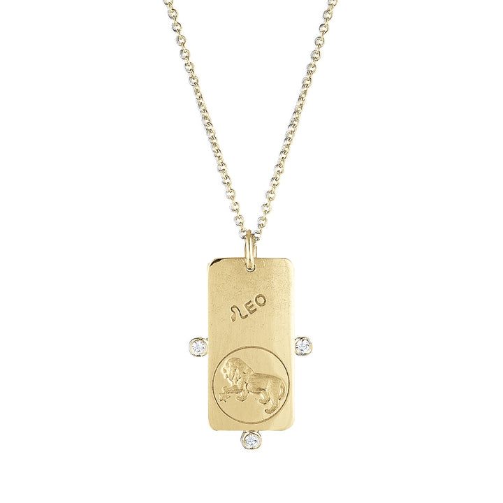 LEO ZODIAC PENDANT — Yellow Gold / Gold Plated / Sterling Silver, Diamond / Cubic Zirconia