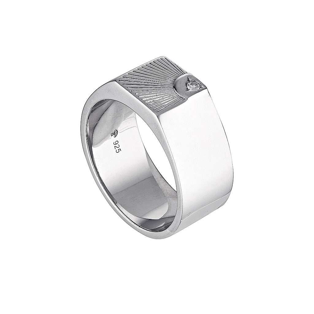 LENNON SIGNET RING - Silver — Sterling Silver, Sapphire