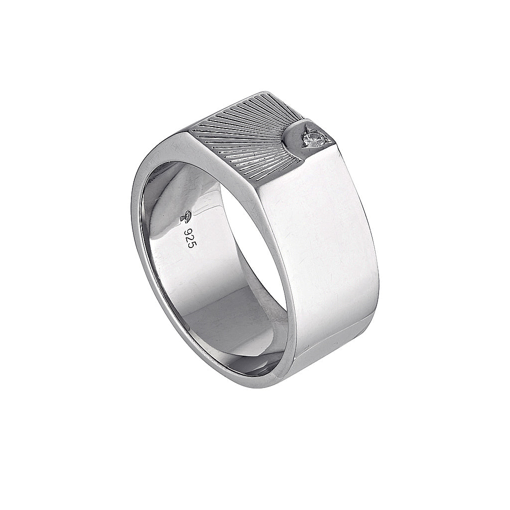 LENNON SIGNET RING - Yellow & White Gold — White Gold / Yellow Gold, Diamond