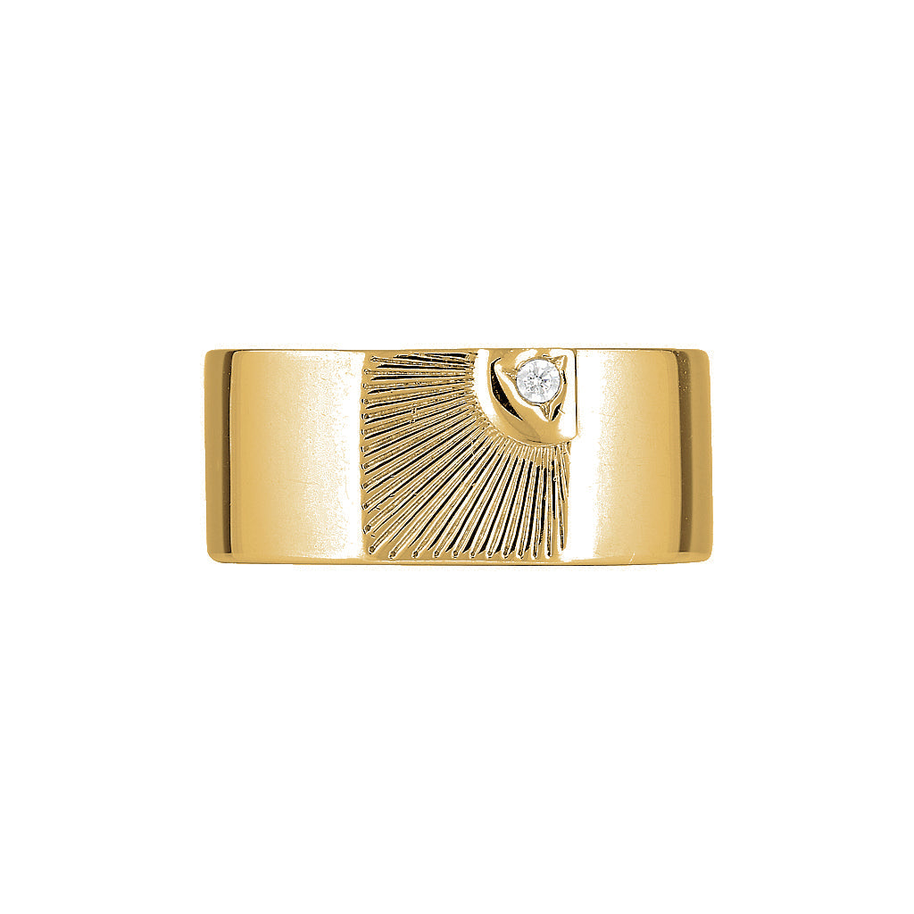 LENNON SIGNET RING - Yellow & White Gold — White Gold / Yellow Gold, Diamond