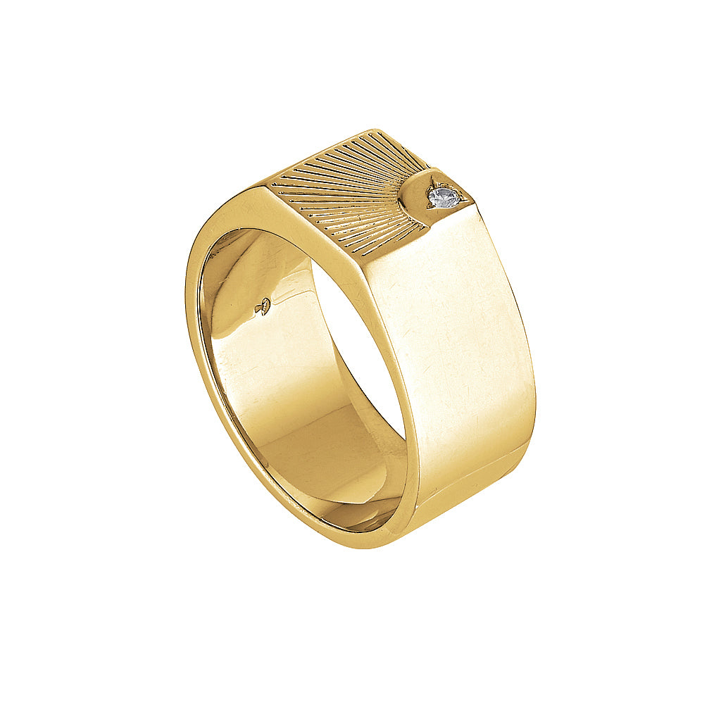 LENNON SIGNET RING - Yellow & White Gold — White Gold / Yellow Gold, Diamond