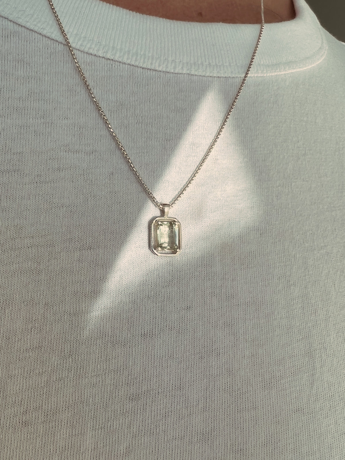 PRESLEY PENDANT NECKLACE -  Silver — Sterling Silver, Quartz