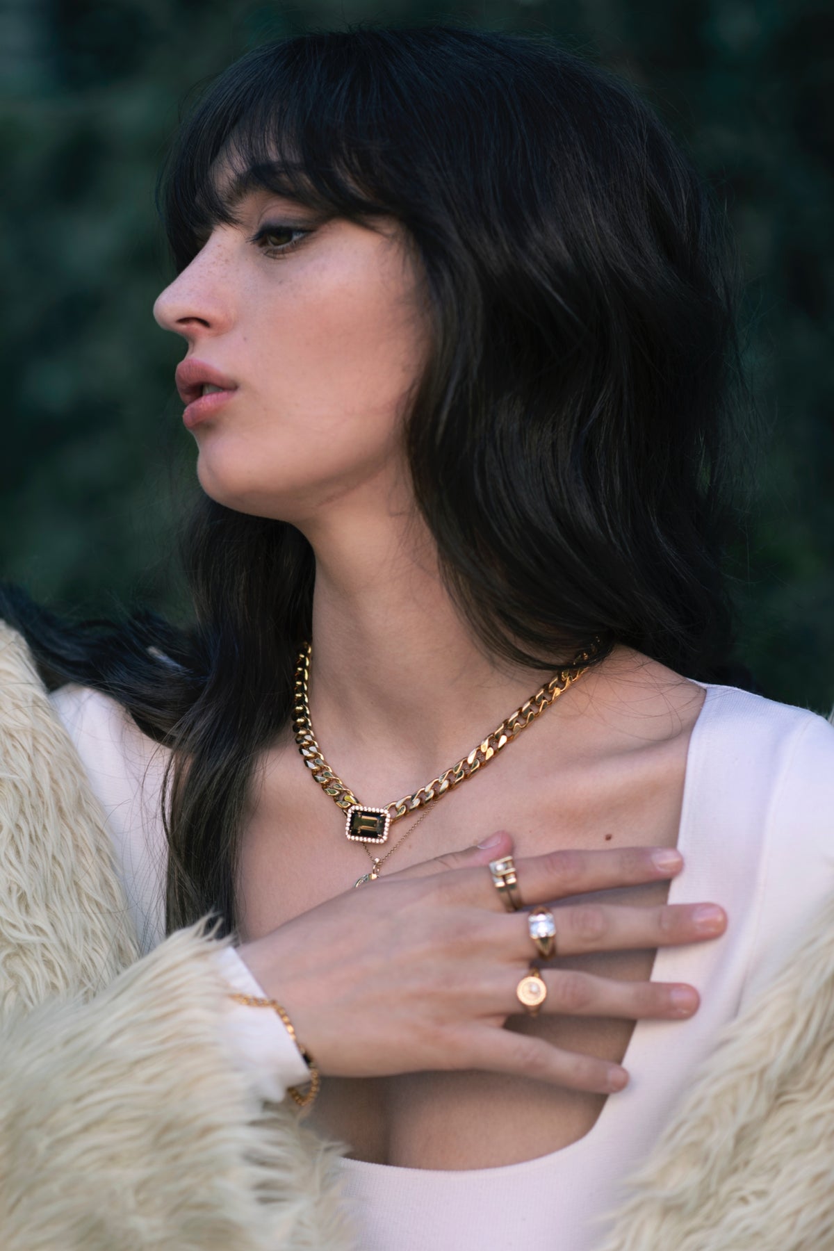 PARIS CHAIN NECKLACE — Gold Plated / Sterling Silver, Cubic Zirconia / Quartz