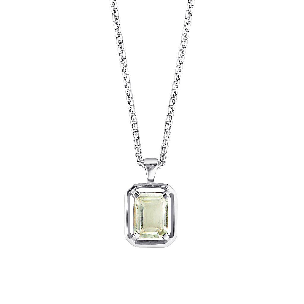 PRESLEY PENDANT NECKLACE -  Silver — Sterling Silver, Quartz