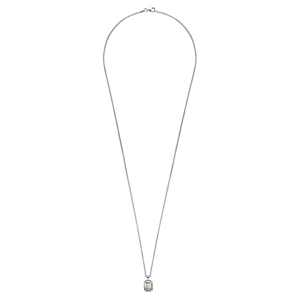 PRESLEY PENDANT NECKLACE -  Silver — Sterling Silver, Quartz