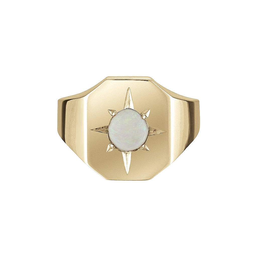 ROSE SIGNET RING - Yellow and White Gold