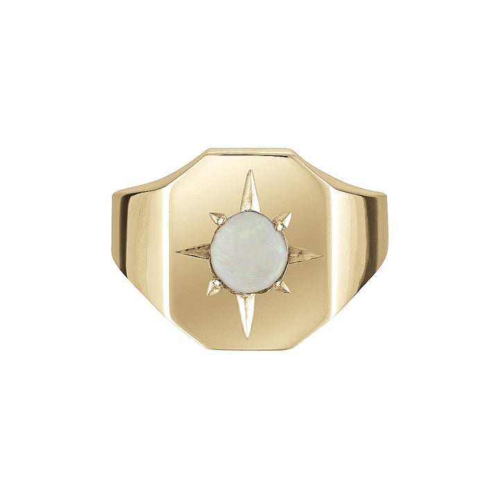 ROSE SIGNET RING - Yellow and White Gold — White Gold / Yellow Gold / Sterling Silver, Opal