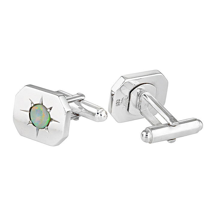 ROSE CUFFLINKS -  Silver — Sterling Silver, Opal