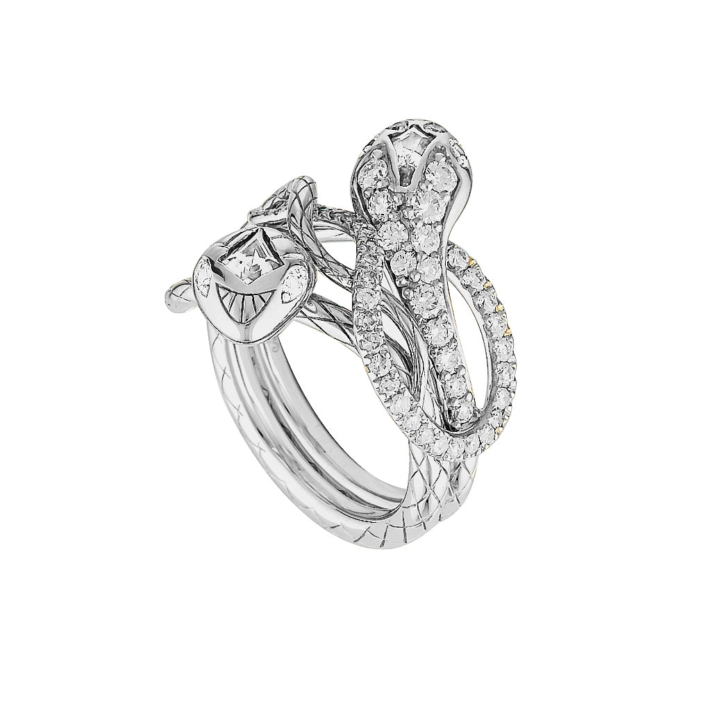 SERPENTINE RING - 18K Yellow Gold — White Gold / Yellow Gold, Diamond / Sapphire