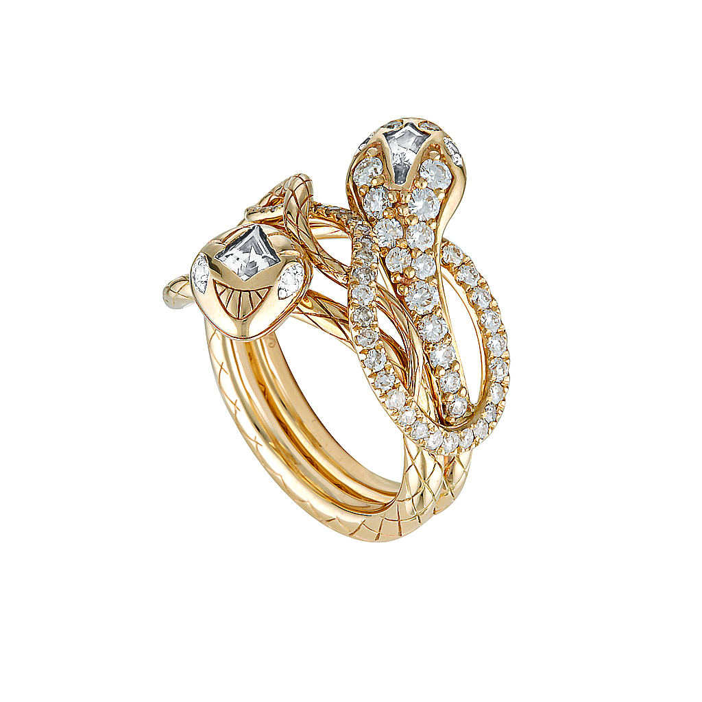 SERPENTINE RING - 18K Yellow Gold — White Gold / Yellow Gold, Diamond / Sapphire