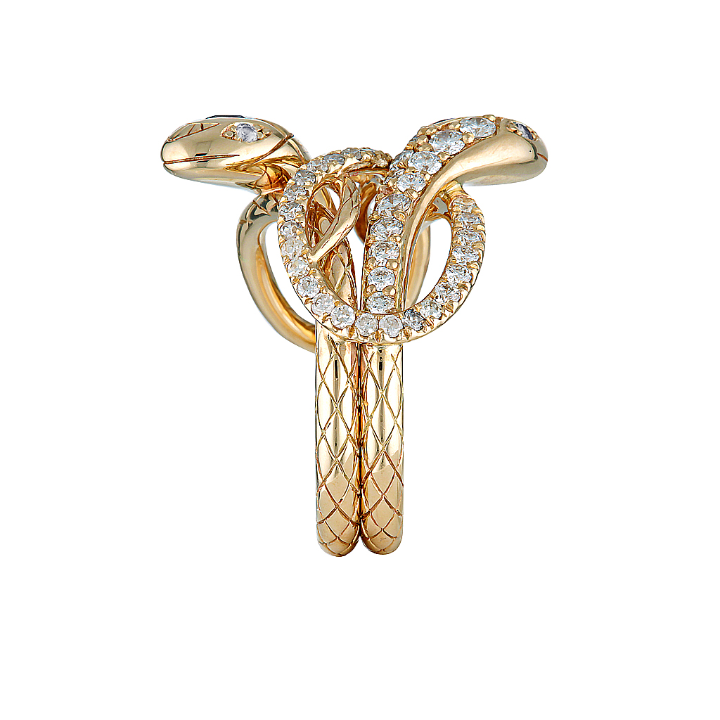 SERPENTINE RING - 18K Yellow Gold — White Gold / Yellow Gold, Diamond / Sapphire