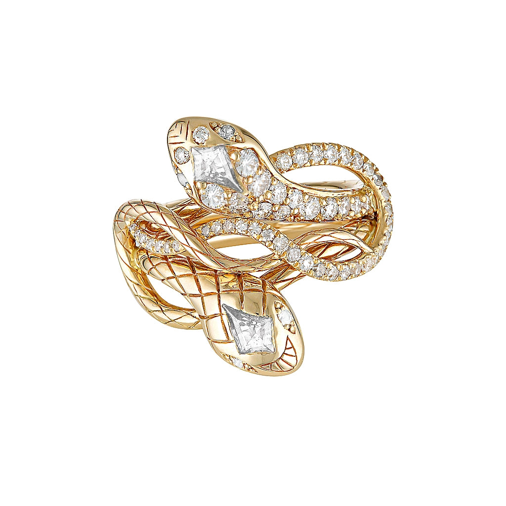 SERPENTINE RING - 18K Yellow Gold — White Gold / Yellow Gold, Diamond / Sapphire