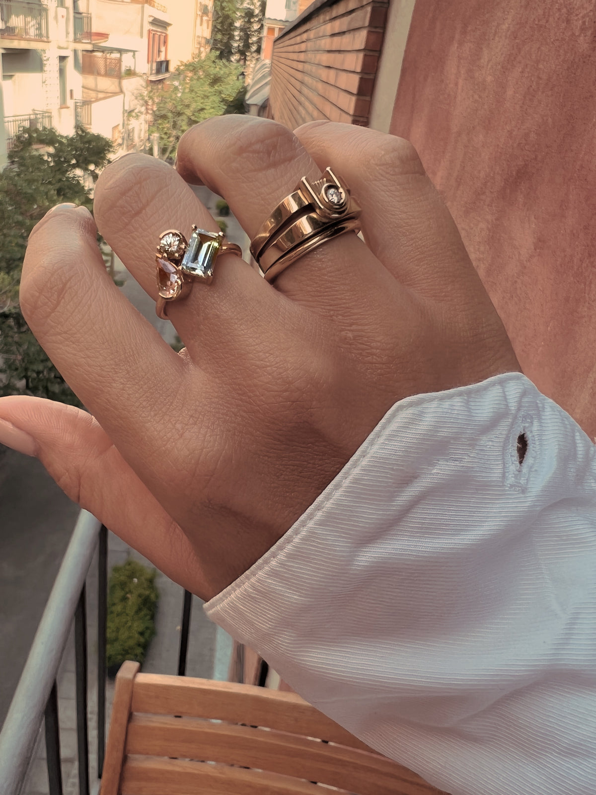 SAINT GERMAIN CLUSTER — Yellow Gold, Sapphire