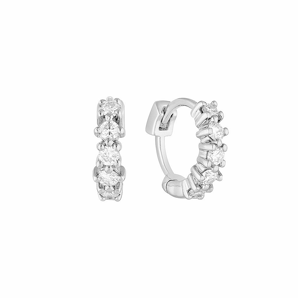 CHER HUGGIE HOOPS — White Gold / Yellow Gold / Sterling Silver, Diamond / Sapphire