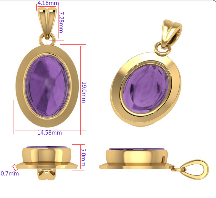 Custom Amethyst Pendant 9K YELLOW GOLD — Yellow Gold, Amethyst