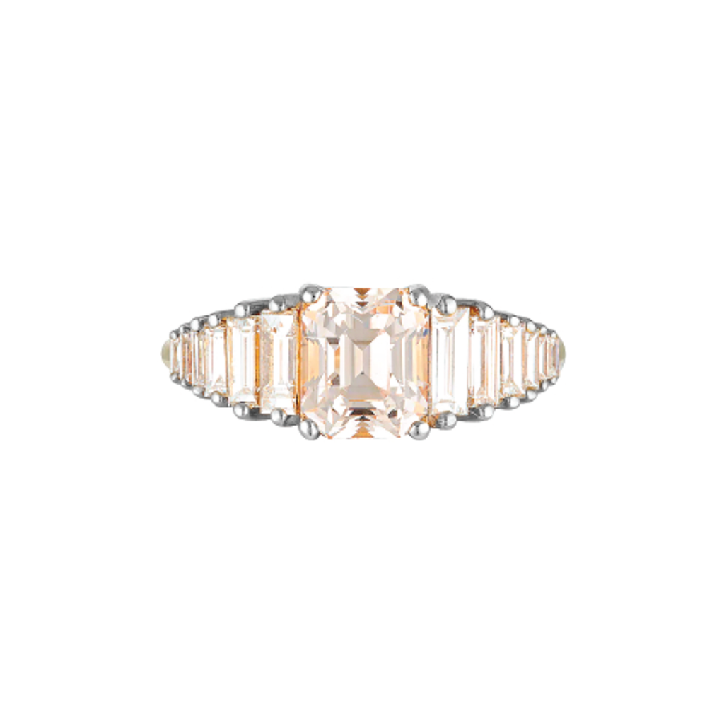 SUMMER ENGAGEMENT RING - Peach Sapphire — White Gold / Yellow Gold, Diamond / Sapphire