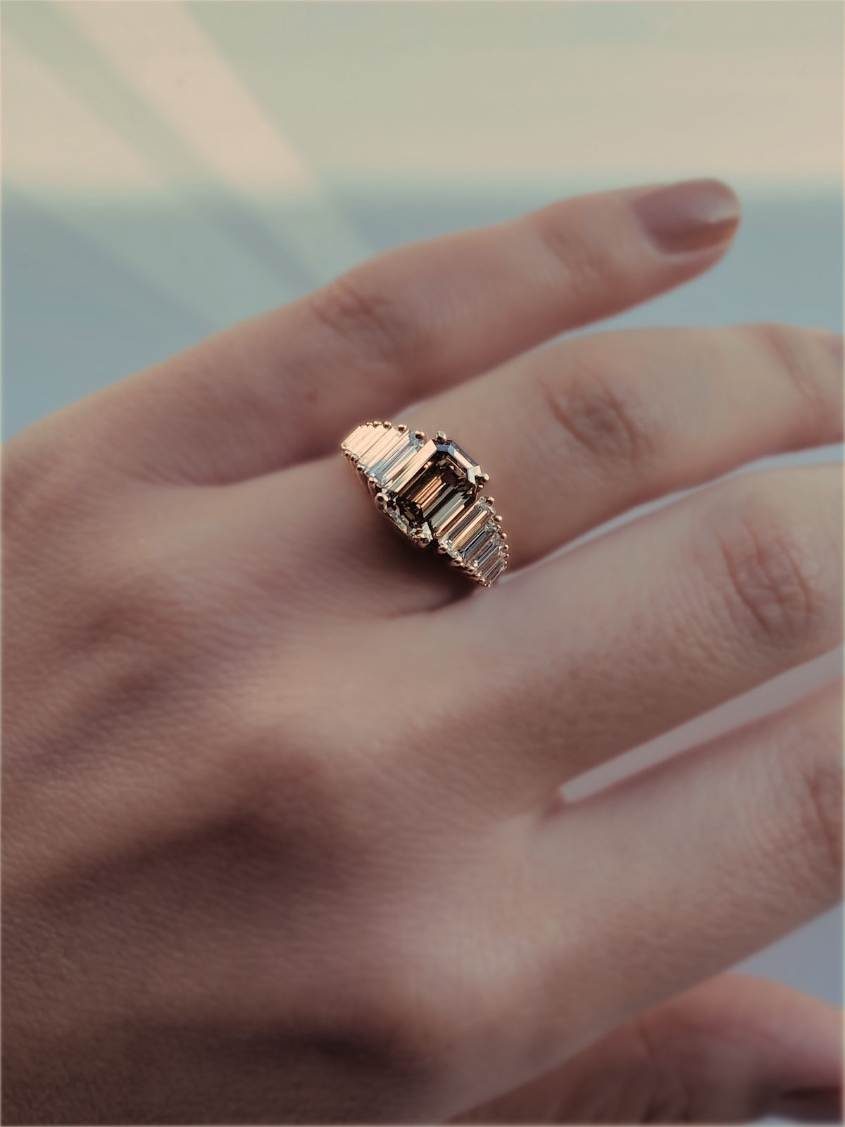 SUMMER ENGAGEMENT RING - Champagne Diamond — White Gold / Yellow Gold, Diamond