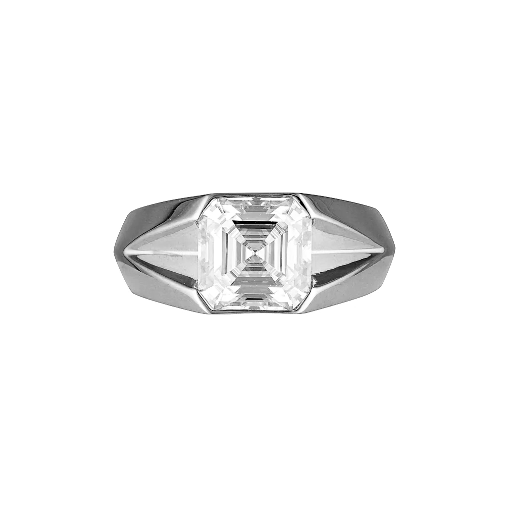 TATE SIGNET RING — White Gold / Yellow Gold / Sterling Silver, Moissanite