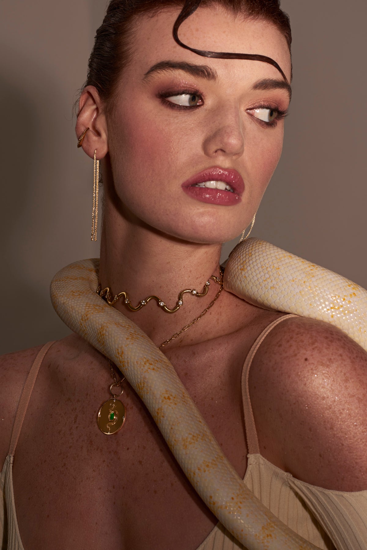 MANASA SNAKE CHAIN EARRINGS - Gold — Yellow Gold