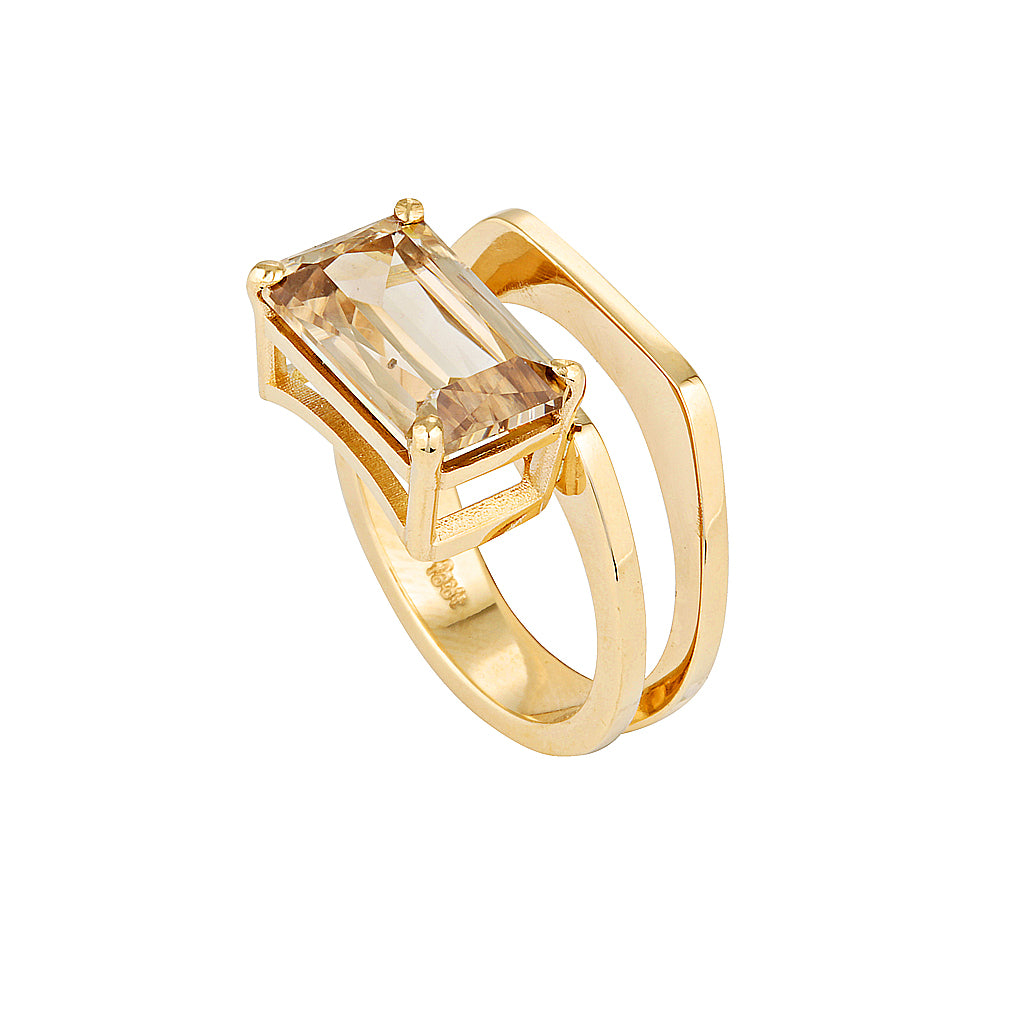 ZIGGY OPEN RING — Yellow Gold, Zircon