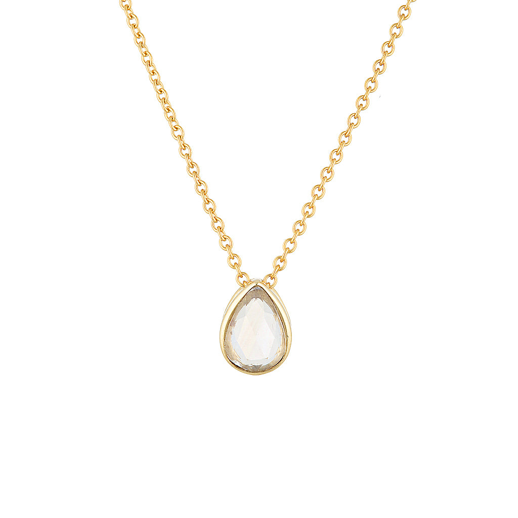 BEST FRIEND PENDANT — White Gold / Yellow Gold / Sterling Silver, Cubic Zirconia / Moonstone
