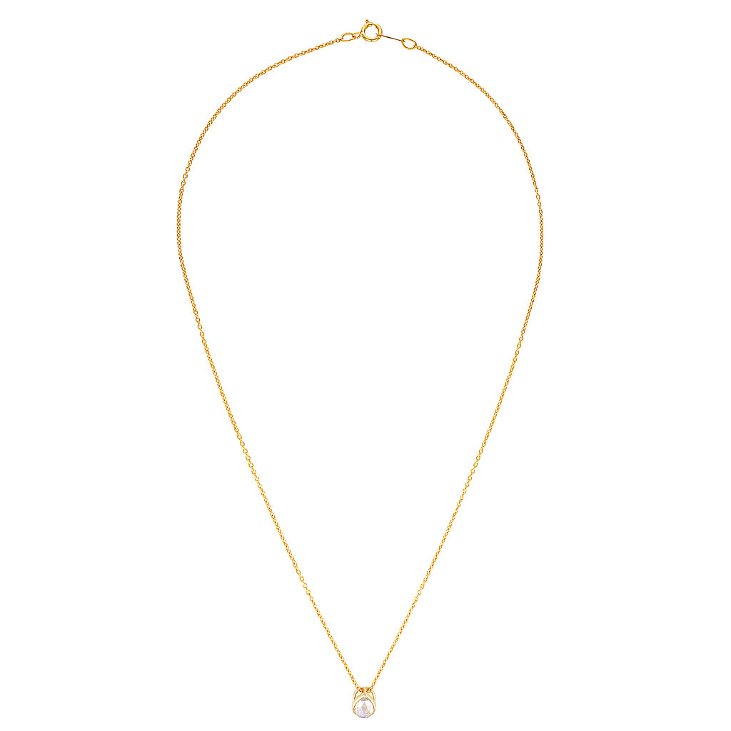 BEST FRIEND PENDANT — White Gold / Yellow Gold / Sterling Silver, Cubic Zirconia / Moonstone