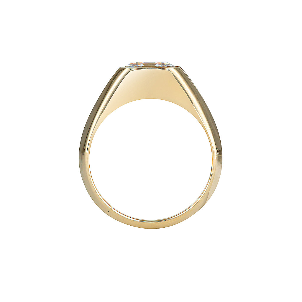 TATE SIGNET RING — White Gold / Yellow Gold / Sterling Silver, Moissanite