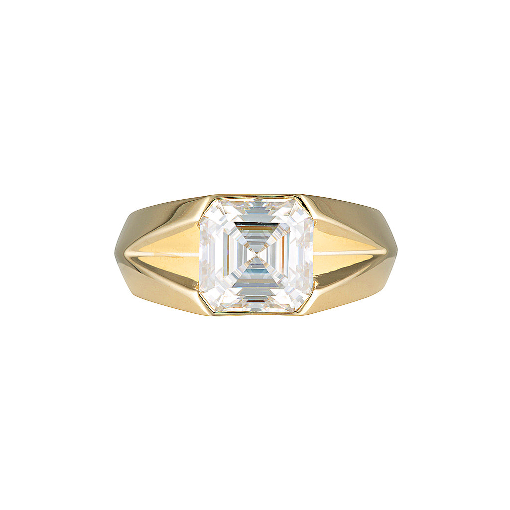 TATE SIGNET RING — White Gold / Yellow Gold / Sterling Silver, Moissanite