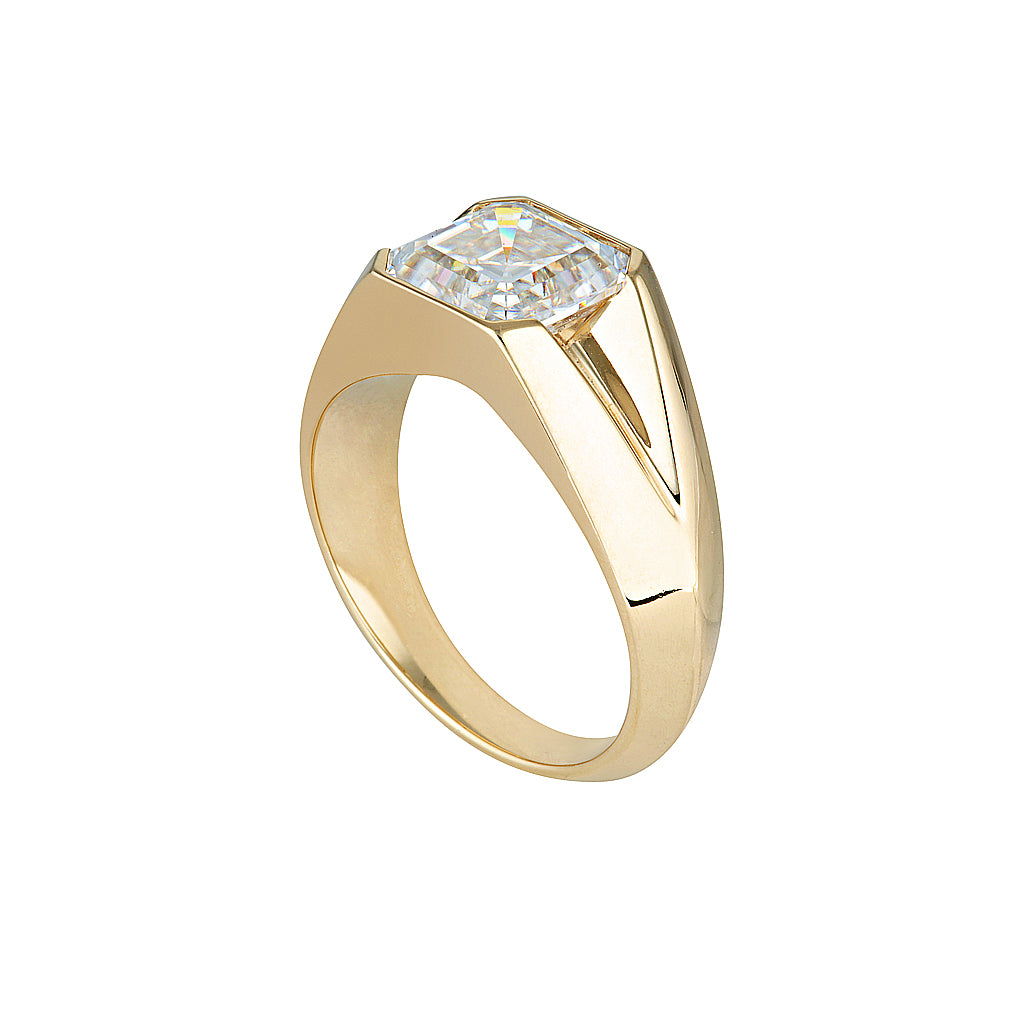 TATE SIGNET RING — White Gold / Yellow Gold / Sterling Silver, Moissanite
