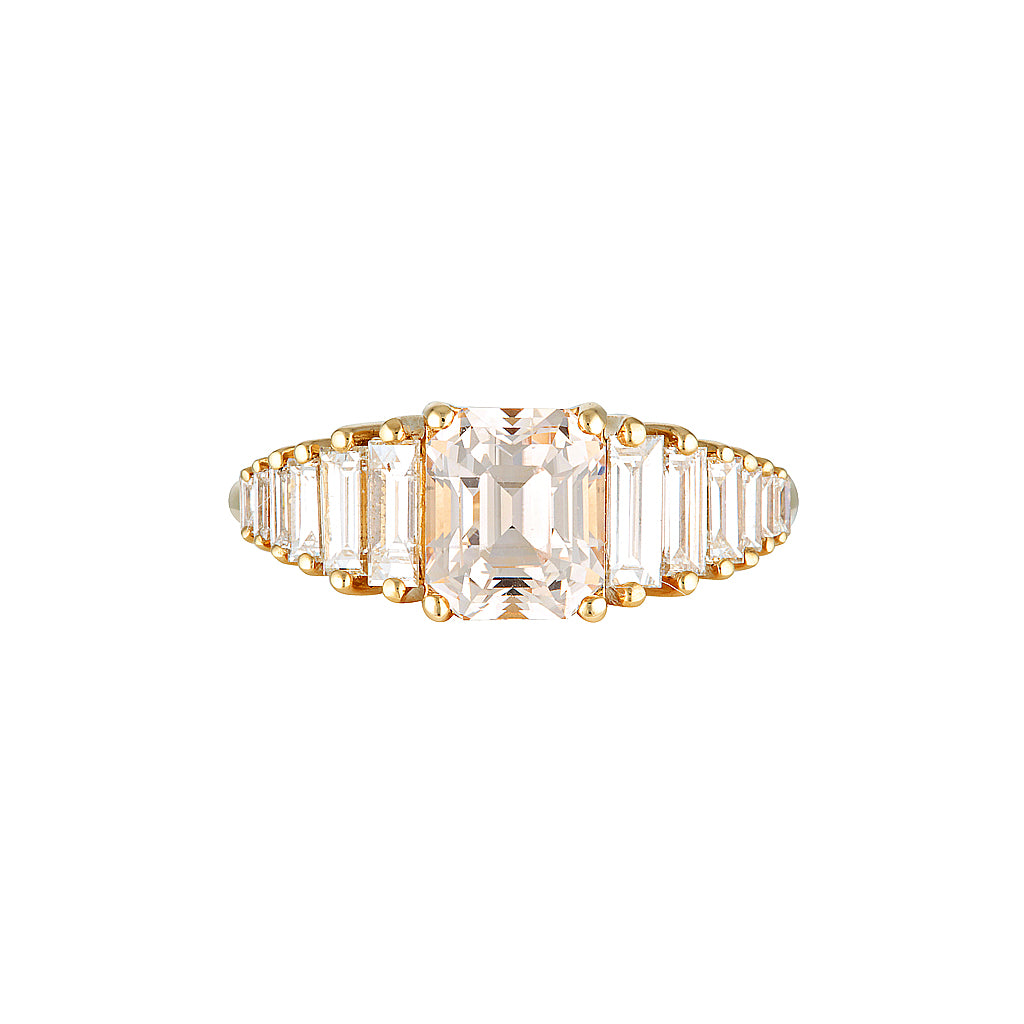 SUMMER ENGAGEMENT RING - Peach Sapphire — White Gold / Yellow Gold, Diamond / Sapphire