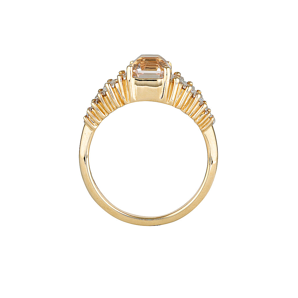 SUMMER ENGAGEMENT RING - Peach Sapphire — White Gold / Yellow Gold, Diamond / Sapphire