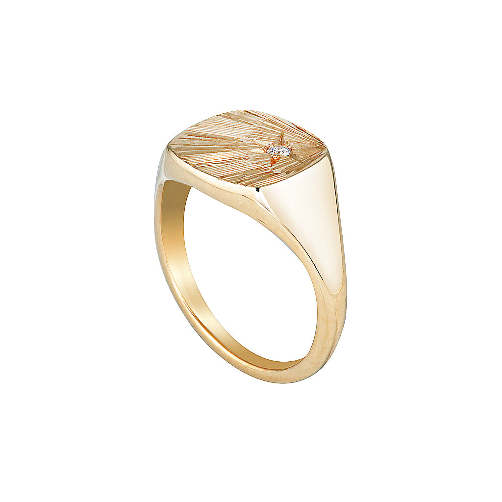 HARLOW SIGNET RING — White Gold / Yellow Gold / Sterling Silver, Diamond