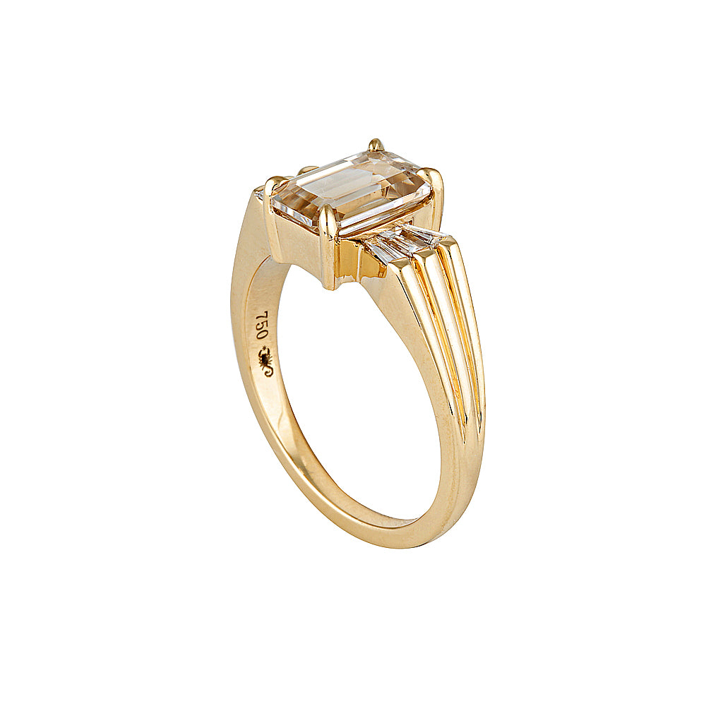 TRINITY ENGAGEMENT RING — White Gold / Yellow Gold, Diamond / Zircon