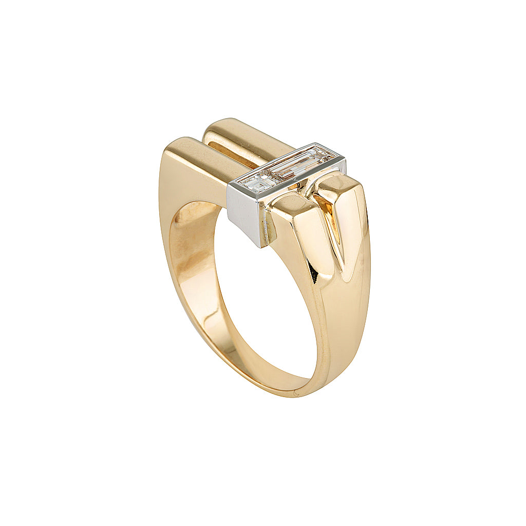 ANDY SIGNET RING (final payment) — Yellow Gold, Diamond / Sapphire