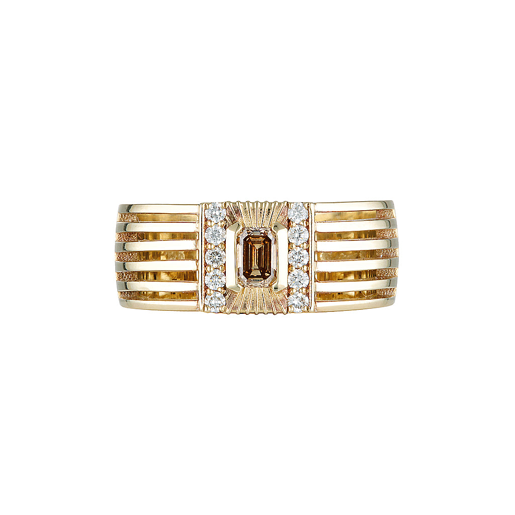 BAMBUSA RING - Yellow & White Gold — White Gold / Yellow Gold, Diamond / Emerald