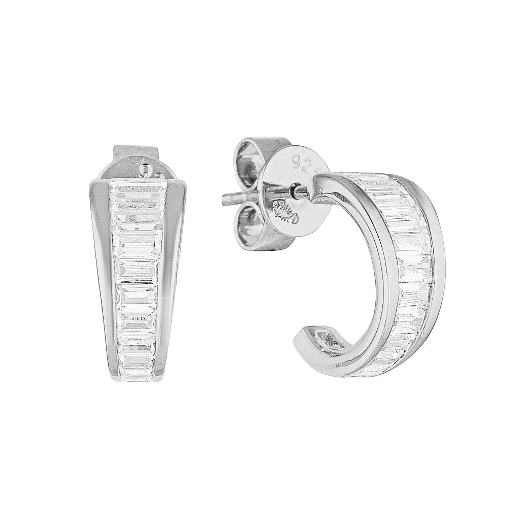 EDIE HUGGIE HOOPS — White Gold / Yellow Gold / Gold Plated / Sterling Silver, Cubic Zirconia