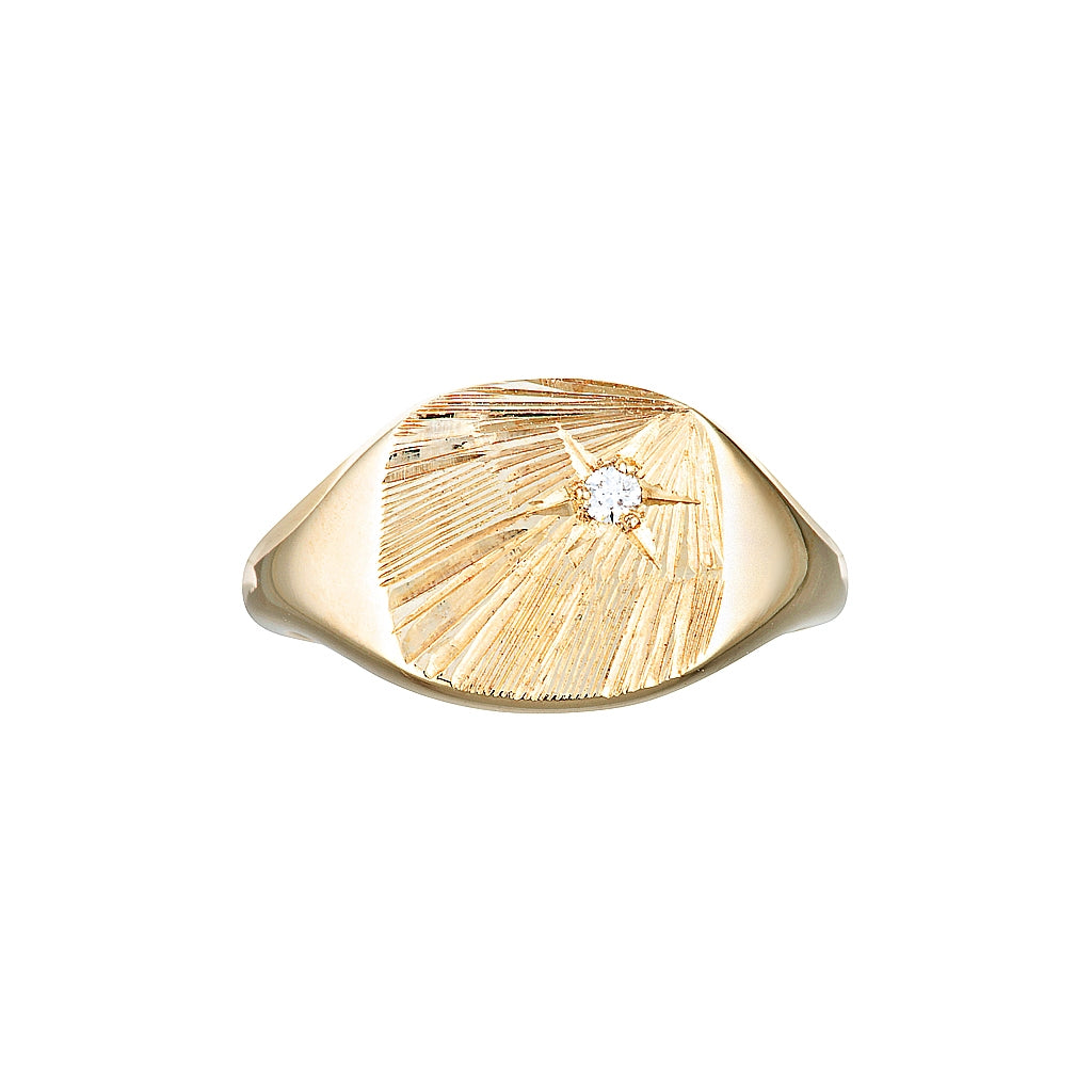 HARLOW SIGNET RING — White Gold / Yellow Gold / Sterling Silver, Diamond