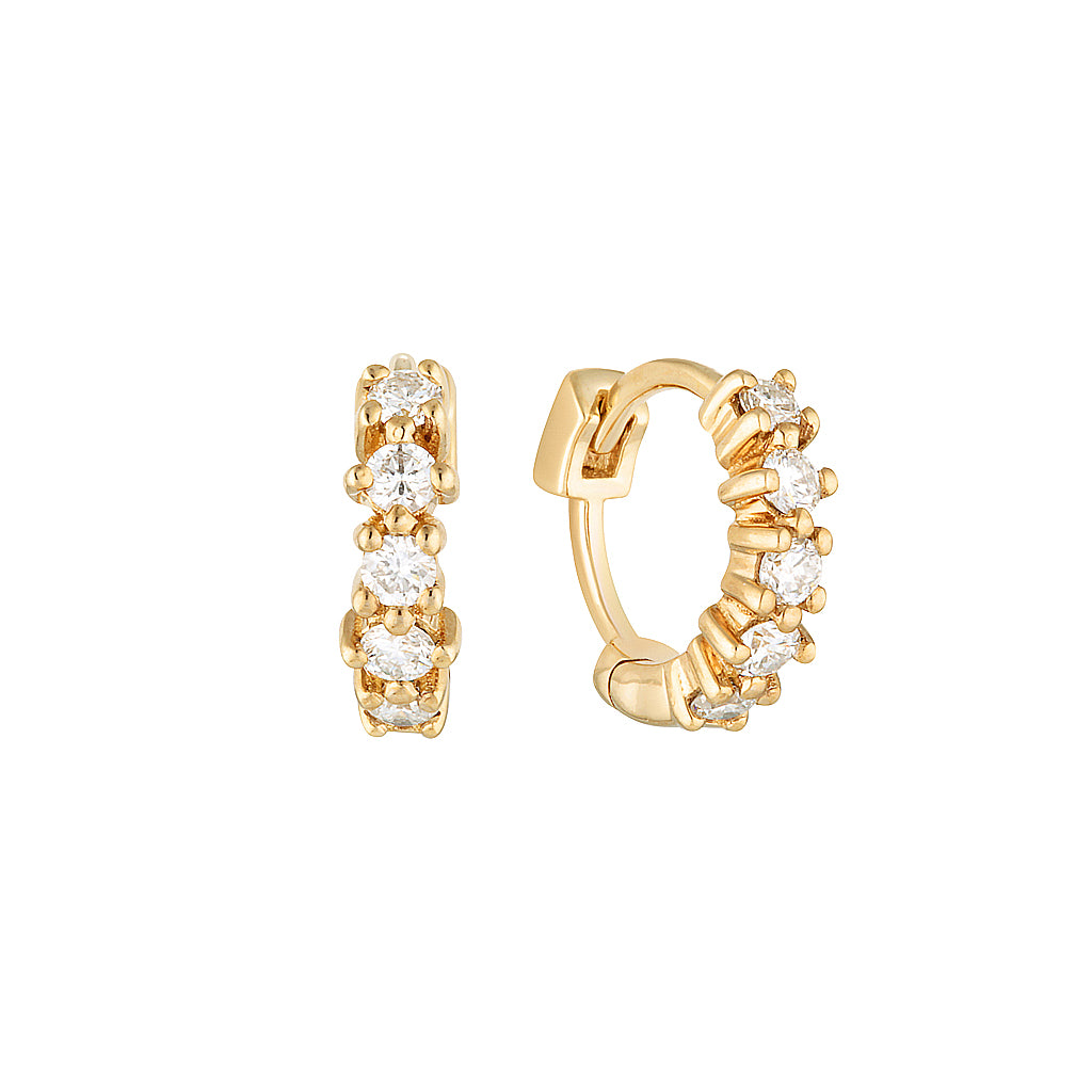 CHER HUGGIE HOOPS — White Gold / Yellow Gold / Sterling Silver, Diamond / Sapphire