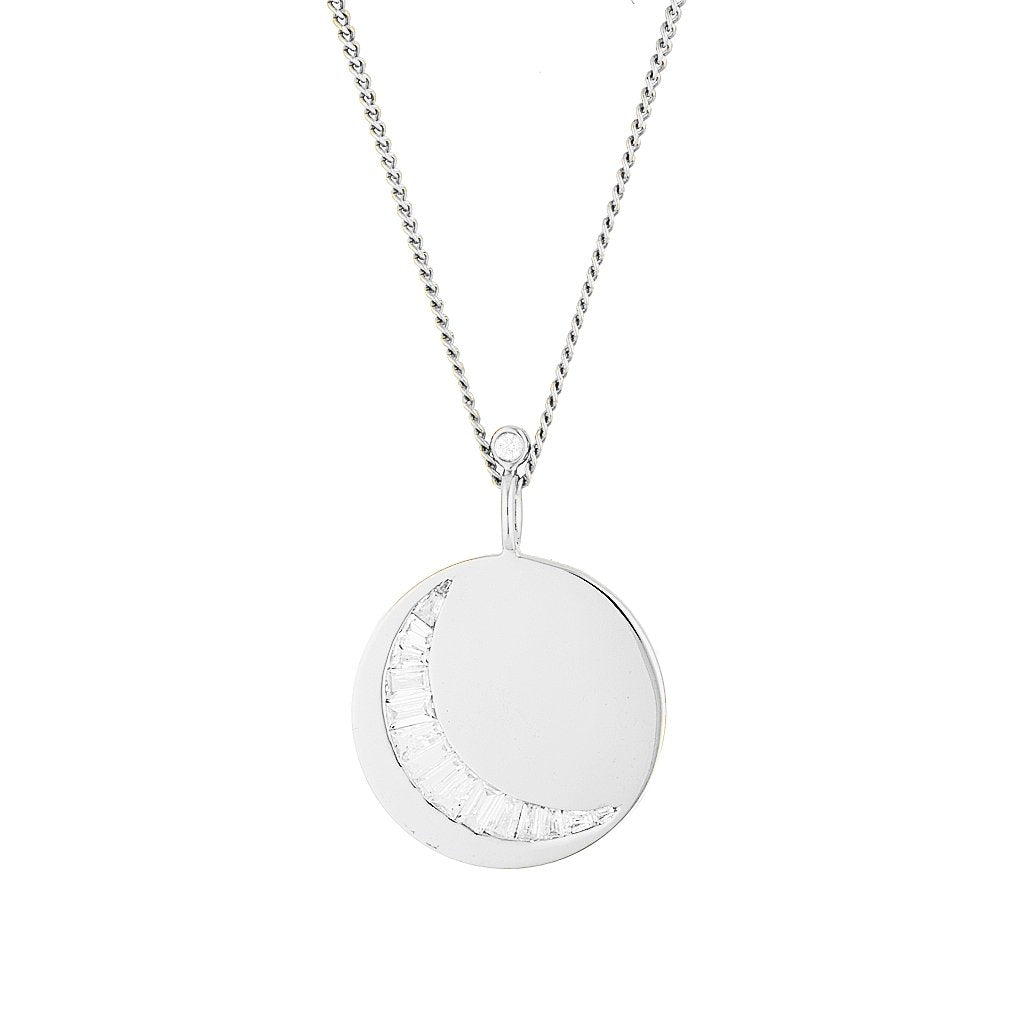 LUNAR PENDANT- Gold — White Gold / Yellow Gold / Gold Plated / Sterling Silver, Diamond / Cubic Zirconia